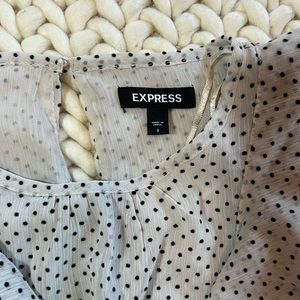 Express Polka Dot t Gathered Crew Neck Top